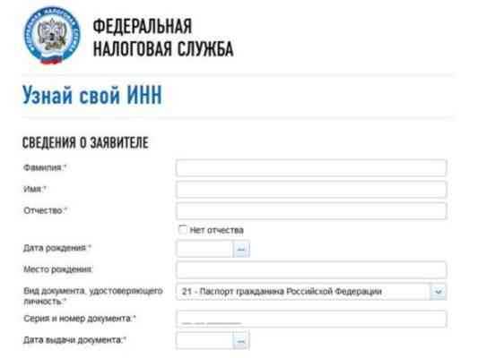 Поисковая форма ИНН сайта ФНС